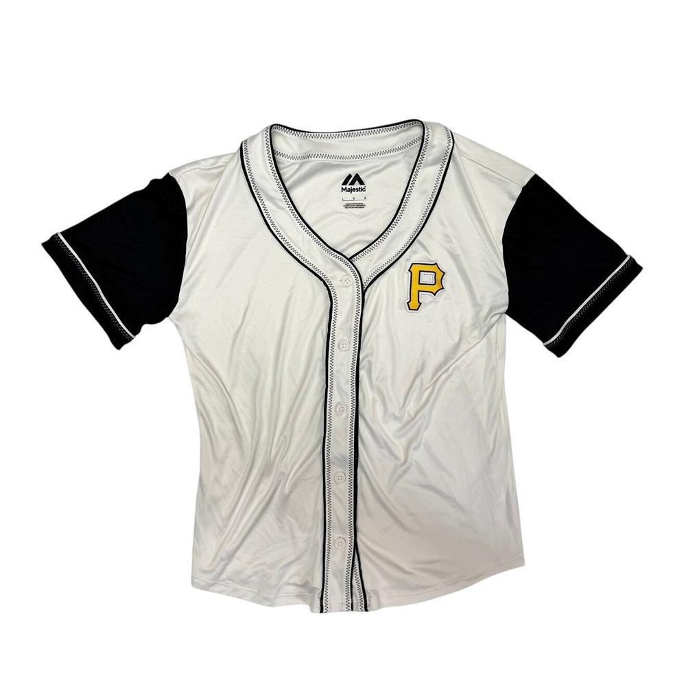 Majestic Pittsburgh Pirates MLB Baseball Jersey Women's Size L White Black